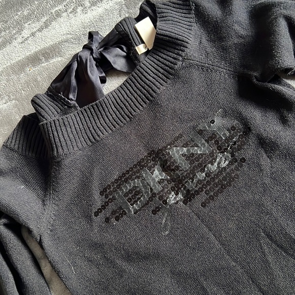 DKNY sequin detail knit sweater w bow in back - Picture 5 of 8